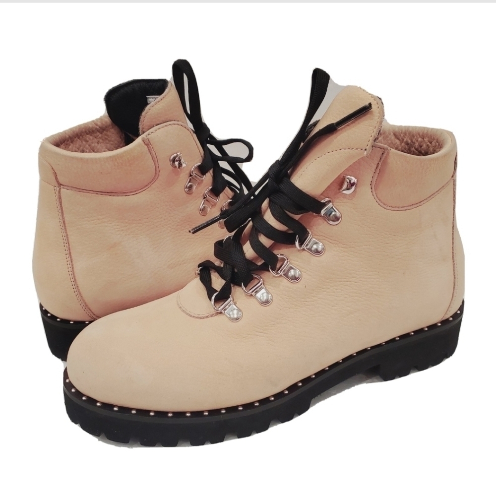 NEW Montelliana 1965 Bluma Leather Lace Up Ankle Boot Blush